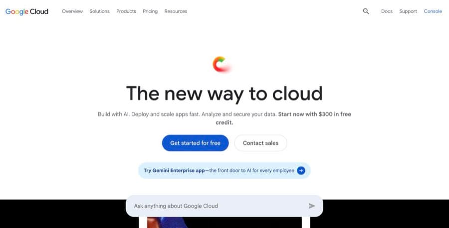 Screenshot of the Google Cloud Console website