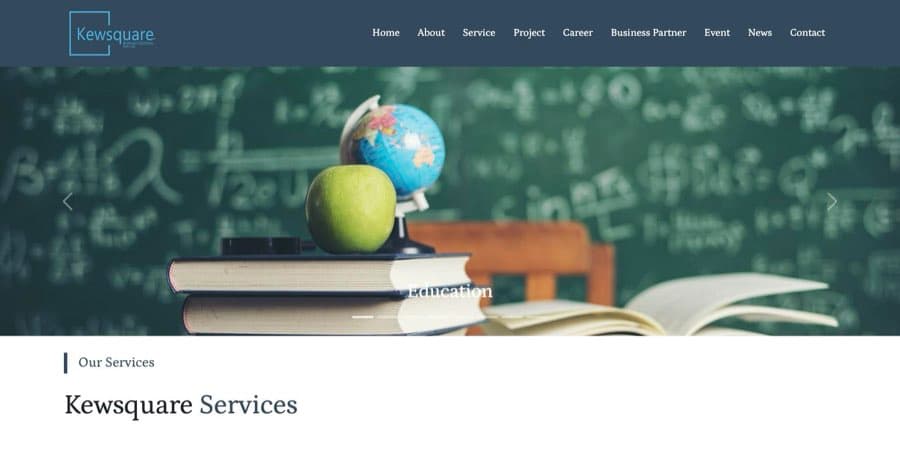Screenshot of the Kewquare website