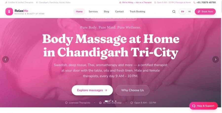 Screenshot of the RelaxMe website