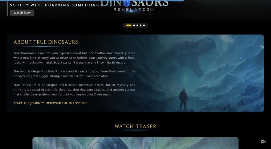 Screenshot of the True Dinosaurs website